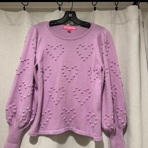 Lilly Pulitzer Kippa Heart Pom Pom Sweater in Purple